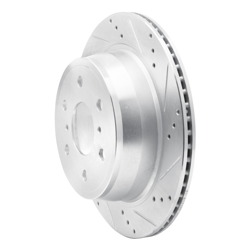 Cadillac Escalade ESV Brake Rotor (1) - Rear Right - R1 Concepts - Drilled & Slotted - Silver - `07-`20